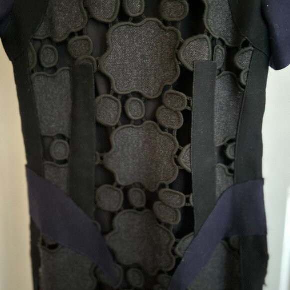 Vintage Miu Miu Black and Navy Cloud Wool Dress Size IT 42 - Picture 4 of 8